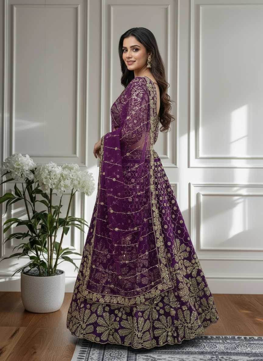 Butterfly Net Embroidered Lehenga - MYLUXURY LANE ENTERPRISE